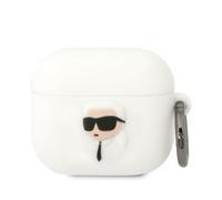 Custodia per AirPods 3 in silicone con testa di Karl Lagerfeld in 3D, colore bia
