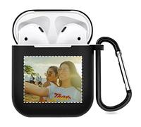 Custodia per AirPods con foto personalizzata per Apple AirPods di 1 e 2 generazione, custodia personalizzata per AirPods con immagine e testo, custodia morbida in TPU per San Valentino (nero)