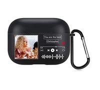 Custodia per AirPods personalizzata per Apple AirPods Pro 2nd 2022, custodia protettiva in stile musicale con testo e foto, custodia regalo personalizzata con portachiavi (nero)