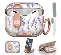 Custodia per AirPods Pro 2/1 con blocco di sicurezza e supporto per | Protezione contro le cadute, design in due pezzi con portachiavi e kit di pulizia, TPU trasparente per custodia Apple AirPods