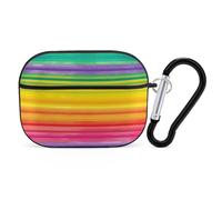 Custodia per AirPods Pro 2 a righe colorate arcobaleno, custodia protettiva rigida antiurto, per donne e uomini, compatibile con custodia Airpod Pro di 2a/1a generazione con portachiavi, nero