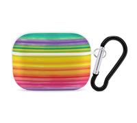 Custodia per AirPods Pro 2 a righe colorate arcobaleno, custodia protettiva rigida antiurto per donne uomini, compatibile con custodia Airpod Pro 2a/1a generazione con portachiavi - bianca