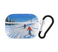 Custodia per AirPods Pro 2, a tema sport invernali, custodia protettiva rigida antiurto, per donne e uomini, compatibile con custodia Airpod Pro di 2a/1a generazione, con portachiavi, bianco