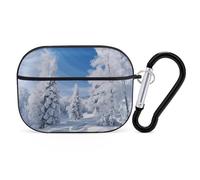 Custodia per AirPods Pro 2 con alberi invernali innevati, custodia protettiva rigida antiurto per donne e uomini, compatibile con custodia Airpod Pro di 2a/1a generazione con portachiavi, nero