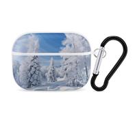 Custodia per AirPods Pro 2 con alberi invernali innevati, custodia protettiva rigida antiurto per donne e uomini, compatibile con custodia Airpod Pro di 2a/1a generazione con portachiavi, bianco