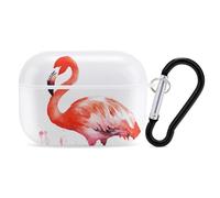 Custodia per AirPods Pro 2 con fenicotteri ad acquerello, custodia protettiva rigida antiurto per donne e uomini, compatibile con custodia Airpod Pro di 2a/1a generazione con portachiavi, bianco
