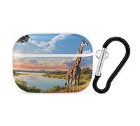 Custodia per AirPods Pro 2, con giraffa africana del fiume Nilo, antiurto, custodia protettiva rigida per donne e uomini, compatibile con custodia Airpod Pro di 2a/1a generazione con portachiavi