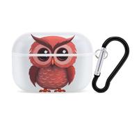 Custodia per AirPods Pro 2 con simpatico gufo rosso, custodia protettiva rigida antiurto per donne e uomini, compatibile con custodia Airpod Pro di 2a/1a generazione con portachiavi, bianco