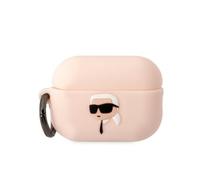 Custodia per AirPods Pro 2 con testa di Karl Lagerfeld in 3D rosa