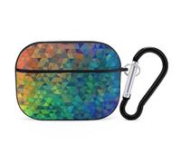 Custodia per AirPods Pro 2 con triangolo arcobaleno, custodia protettiva rigida antiurto, per donne e uomini, compatibile con custodia Airpod Pro di 2a/1a generazione, con portachiavi, nero