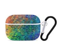Custodia per AirPods Pro 2 con triangolo arcobaleno, custodia protettiva rigida antiurto, per donne e uomini, compatibile con custodia Airpod Pro di 2a/1a generazione, con portachiavi, bianco