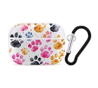 Custodia per AirPods Pro 2 con zampe di cane colorate, custodia protettiva rigida antiurto per uomini e donne, compatibile con custodia AirPod Pro di 2a/1a generazione con portachiavi - bianco