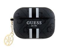 Custodia per AirPods Pro 2 Guess 4G con stampa a strisce e ciondolo nero
