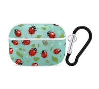 Custodia per AirPods Pro 2, motivo coccinelle rosse, antiurto, custodia protettiva rigida per donne e uomini, compatibile con custodia Airpod Pro di 2a/1a generazione con portachiavi, bianco