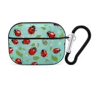 Custodia per AirPods Pro 2, motivo coccinelle rosse, custodia protettiva rigida antiurto, per donne e uomini, compatibile con custodia Airpod Pro di 2a/1a generazione con portachiavi, nero