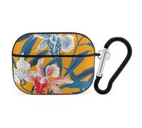 Custodia per AirPods Pro 2 motivo giallo senape, custodia protettiva rigida antiurto per donne uomini, compatibile con custodia AirPod Pro 2a/1a generazione con portachiavi - Nero
