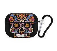 Custodia per AirPods Pro 2a generazione, motivo teschio disegnato a mano, custodia protettiva rigida antiurto portatile per iPod Pro, con portachiavi, per ragazze, donne, uomini