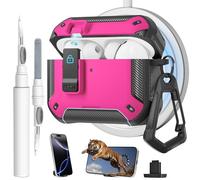 Custodia per AirPods Pro 3 con chiusura magnetica e supporto per telefono, compatibile con ricarica Magsafe, con moschettone e kit di pulizia per Apple iPod Pro di terza generazione (2025), uomo e