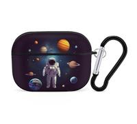 Custodia per AirPods Pro con astronauta Solar System Planets con anello portachiavi, custodia protettiva rigida in PC per AirPods Pro di seconda generazione, per donne e uomini, facile da aprire