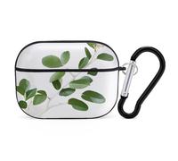 Custodia per AirPods Pro con ramoscello verde naturale bianco con anello portachiavi, custodia protettiva rigida in PC per AirPods Pro 2a generazione, per donne e uomini, facile da aprire, protezione