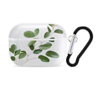 Custodia per AirPods Pro con ramoscello verde naturale bianco con anello portachiavi, custodia protettiva rigida in PC per AirPods Pro di seconda generazione, per donne e uomini, facile da aprire