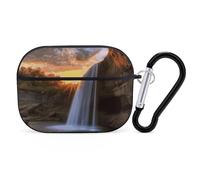 Custodia per AirPods Pro di seconda generazione, Cascata al tramonto, custodia protettiva rigida per AirPods Pro 2, antiurto, portatile, con portachiavi, per ragazze, donne, uomini