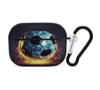 Custodia per AirPods Pro di seconda generazione, cover rigida in policarbonato con stampa a palloni da calcio, per Apple AirPods Pro 2, con portachiavi, supporto per ricarica wireless