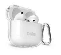 Sbs Custodia in TPU per AirPods 4 con custodia protettiva trasparente e moschettone in metallo