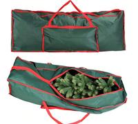 Custodia Per Albero di Natale Extra Large, Sacco Borsa Porta Albero fino a 270 cm, in Tessuto Antistrappo Rivestito in PVC con Tasca e Manici, Dimensione 125 x 30 x 50 cm Verde e Rosso Proteggi il tuo