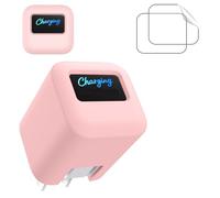 Custodia per Anker Nano 45 W Max Power Adapter con 2 pellicole protettive per lo schermo, cover protettiva in silicone morbido per caricabatterie dinamico, antiurto e antipolvere [rosa]