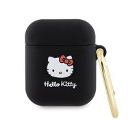 Custodia per Apple AirPods Hello Kitty 3D con testa di gatto, nera