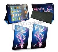 Custodia Per Apple Ipad Mini Blu Viola Bianca Con Stampa A Farfalla In Pelle Pu