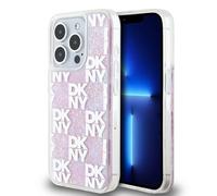 DKNY Custodia Liquid Glitter Multilogo Rosa - iPhone 15 Pro