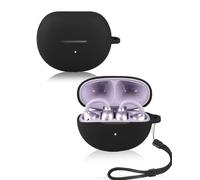 Custodia per auricolari 1MORE AI Earbuds Clip S21, yystao, custodia in silicone morbido compatibile con 1MORE AI Earbuds Clip S21, con cordino, antipolvere, antiurto e durevole, nero