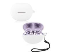 Custodia per auricolari 1MORE AI Earbuds Clip S21, yystao custodia morbida in silicone compatibile con 1MORE AI Earbuds Clip S21, con cordino, antipolvere, antiurto e durevole, bianco
