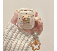 Custodia per auricolari a forma di orsetto compatibile con auricolari Bluetooth Apple di 4a generazione, custodia protettiva Apple per modelli di 2a/3a generazione, nuova cover protettiva vintage bian