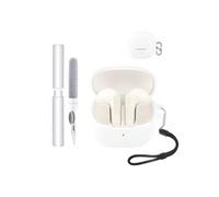 Custodia per auricolari Baseus Bass BS1 NC, resistente agli urti, impermeabile, morbida e sottile copertura in silicone con cordino, portachiavi e kit di pulizia, colore bianco