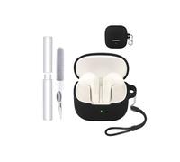 Custodia per auricolari Baseus Bass BS1 NC, resistente agli urti, impermeabile, morbida e sottile copertura in silicone con cordino, portachiavi e kit di pulizia, colore nero