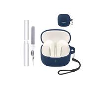 Custodia per auricolari Baseus Bass BS1 NC, resistente agli urti, impermeabile, morbida e sottile copertura in silicone con cordino, portachiavi e kit di pulizia, blu