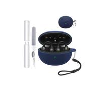 Custodia per auricolari Baseus Inspire XC1, resistente agli urti, impermeabile, morbida e sottile copertura in silicone con cordino, portachiavi e kit di pulizia, blu