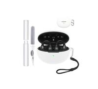 Custodia per auricolari Baseus Inspire XC1, resistente agli urti, impermeabile, morbida e sottile copertura in silicone con cordino, portachiavi e kit di pulizia, colore bianco