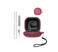Custodia per auricolari Beats Fit Pro, resistente agli urti, impermeabile, morbida e sottile copertura in silicone con cordino, portachiavi e kit di pulizia, rosso scuro