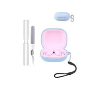 Custodia per auricolari Beats Powerbeats Fit, resistente agli urti, impermeabile, morbida e sottile, in silicone, con cordino, portachiavi e kit di pulizia, colore: azzurro