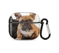 Custodia per auricolari Bluetooth a forma di bulldog francese, protezione integrale antiurto, custodia rigida con supporto per ricarica wireless con portachiavi, regalo personalizzato per AirPods 3