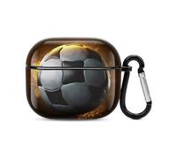 Custodia per auricolari Bluetooth a forma di calcio, protezione integrale antiurto, custodia rigida con supporto per ricarica wireless con portachiavi, regalo personalizzato per AirPods 3