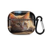 Custodia per auricolari Bluetooth a forma di gatto arancione, protezione integrale antiurto, custodia rigida con supporto per ricarica wireless con portachiavi, regalo personalizzato per AirPods 3