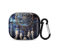 Custodia per auricolari Bluetooth con acchiappasogni fantasia bianca protezione antiurto custodia rigida supporto ricarica wireless con portachiavi regalo personalizzato per AirPods 3
