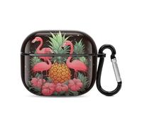 Custodia per auricolari Bluetooth con ananas e fenicotteri, protezione integrale antiurto, custodia rigida con supporto per ricarica wireless con portachiavi, regalo personalizzato per AirPods 3