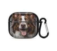 Custodia per auricolari Bluetooth con cane che sporge dalla lingua, custodia rigida antiurto con supporto per ricarica wireless con portachiavi, regalo personalizzato per AirPods 3