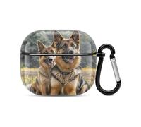 Custodia per auricolari Bluetooth con cane pastore tedesco, protezione integrale antiurto, custodia rigida con supporto per ricarica wireless con portachiavi, regalo personalizzato per AirPods 3